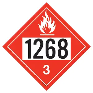 1268 Placard - Class 3 Flammable Liquid - 4 mil Vinyl, Removable Adhesive Main Image