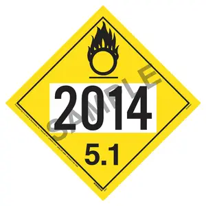 2014 Placard - Division 5.1 Oxidizer - 4 mil Vinyl, Permanent Adhesive Main Image