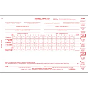 Bus Driver's Daily Log Book w/Detailed DVIR & Daily Recap - Stock, Book Format, 2-Ply, Carbon, 5-1/2" W x 8-1/2" L Main Image