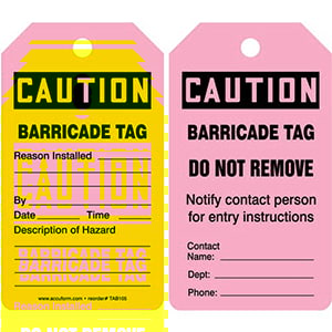 Caution: Barricade Tag - OSHA