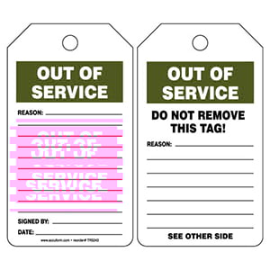 Out Of Service - Safety Tag