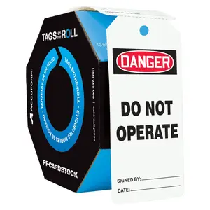 Danger: Do Not Operate - OSHA Safety Tag: Tags By-The-Roll - Cardstock, Roll of 100 Main Image
