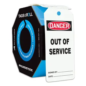 Danger: Out Of Service OSHA Safety Tag: Tags By-The-Roll - Cardstock, Roll of 250 Main Image