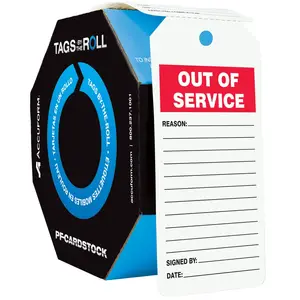 Out Of Service Safety Tag: Tags By-The-Roll - Cardstock, Roll of 100 Main Image