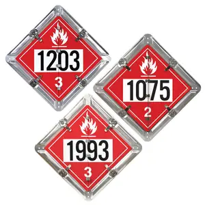 Aluminum Flip Placard - 3 Legend, Classs 3, Numbered, UN 1203, 1993, 1075 - Unpainted Back Plate Main Image