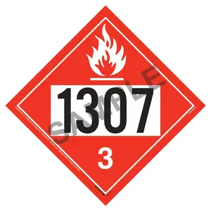 1307 Placard - Class 3 Flammable Liquid - 4 mil Vinyl, Permanent Adhesive Main Image