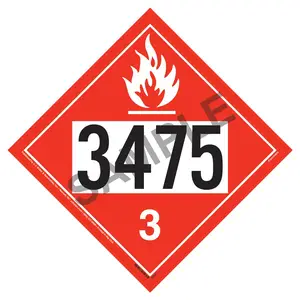 3475 Placard - Class 3 Flammable Liquid - 4 mil Vinyl, Removable Adhesive Main Image