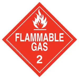 Division 2.1 Flammable Gas Placard - Worded - 3.2 mil Vinyl, Economy, Removable Adhesive Main Image
