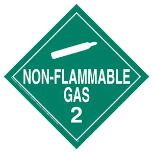 Division 2.2 Non-Flammable Gas Placard - Worded - 3.2 mil Vinyl, Economy, Removable Adhesive Main Image