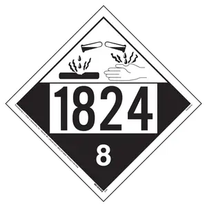 1824 Placard - Class 8 Corrosive - Economy - 3.2 mil Vinyl, Removable Adhesive Main Image