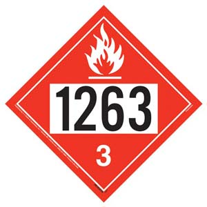 1263 Placard - Class 3 Flammable Liquid - Economy - 3.2 mil Vinyl, Removable Adhesive Main Image