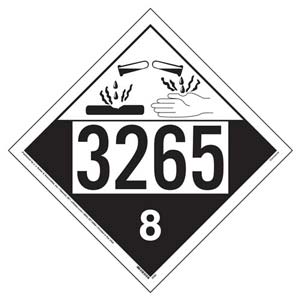 3265 Placard - Class 8 Corrosive - Economy - 3.2 mil Vinyl, Removable Adhesive Main Image