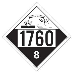 1760 Placard - Class 8 Corrosive - Economy - 3.2 mil Vinyl, Removable Adhesive Main Image