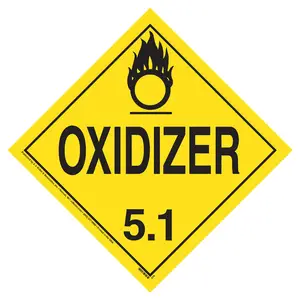 Division 5.1 Oxidizer Placard - Worded - 3.2 mil Vinyl, Economy, Removable Adhesive Main Image