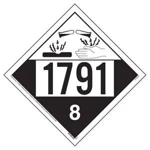 1791 Placard - Class 8 Corrosive - Economy - 3.2 mil Vinyl, Removable Adhesive Main Image
