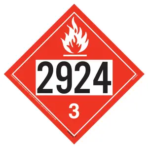 2924 Placard - Class 3 Flammable Liquid - Economy - 3.2 mil Vinyl, Removable Adhesive Main Image