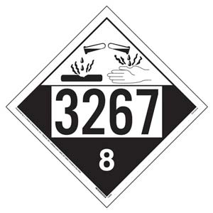 3267 Placard - Class 8 Corrosive - Economy - 3.2 mil Vinyl, Removable Adhesive Main Image