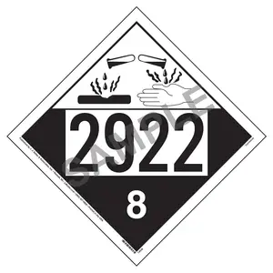 2922 Placard - Class 8 Corrosive - Economy - 3.2 mil Vinyl, Removable Adhesive Main Image
