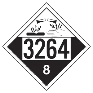 3264 Placard - Class 8 Corrosive - Economy - 3.2 mil Vinyl, Removable Adhesive Main Image
