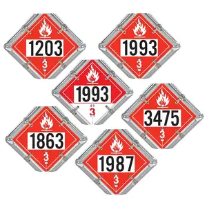 Basic Flip Placard - 6 Legend, Class 3, Numbered, Galvanized Steel Back Plate, 2 Clipped Corners Main Image