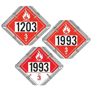 Basic Flip Placard - 3 Legend, Class 3, Numbered, Galvanized Steel Back Plate, 2 Clipped Corners Main Image