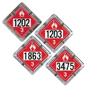 Aluminum Flip Placard - 4 Legend, Class 3, Numbered, UN 1202, 1203, 3475, 1863 - Unpainted Back Plate Main Image