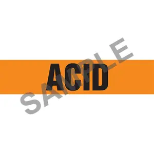 Acid Pipe Marker - ASME/ANSI - Self-Stick, Vinyl, 1.5" x 8", Orange Main Image