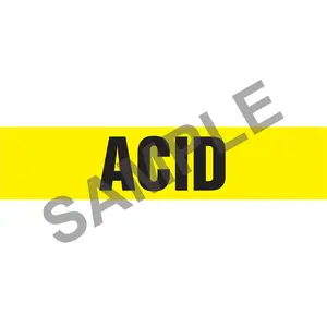 Acid Pipe Marker - ASME/ANSI - Self-Stick, Vinyl, 2.5" x 12", Yellow Main Image