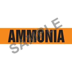 Ammonia Pipe Marker - ASME/ANSI - Self-Stick, Vinyl, 1" x 8", Orange Main Image