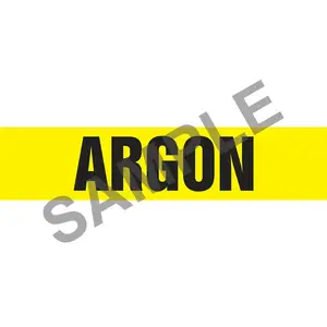 Argon Pipe Marker - ASME/ANSI - Self-Stick, Vinyl, 1" x 8", Yellow Main Image
