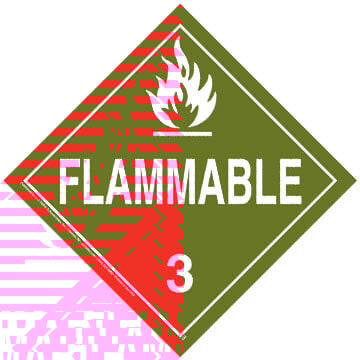 Class 3 Flammable Liquid Placard - Worded - 20 mil Polystyrene, Laminated Main Image