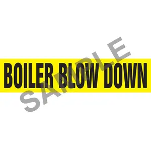 Boiler Blow Down Pipe Marker - ASME/ANSI - Self-Stick, Vinyl, 1" x 8", Yellow Main Image