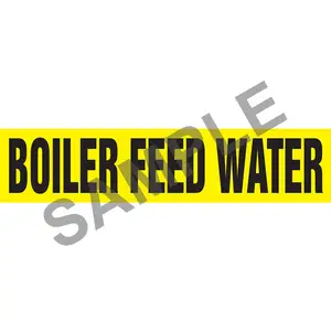 Boiler Feed Water Pipe Marker - ASME/ANSI - Self-Stick, Vinyl, 1" x 8", Yellow Main Image