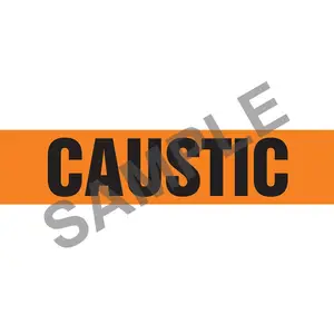 Caustic Pipe Marker - ASME/ANSI - Self-Stick, Vinyl, 1.5" x 8", Orange Main Image