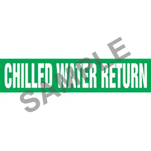 Chilled Water Return Pipe Marker - ASME/ANSI - Self-Stick, Vinyl, 2.5" x 12", Green Main Image