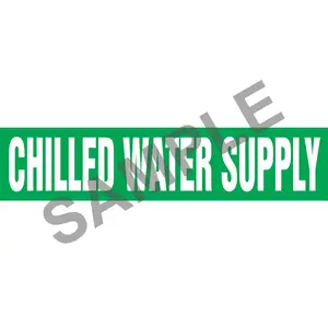 Chilled Water Supply Pipe Marker - ASME/ANSI - Self-Stick, Vinyl, 2.5" x 12", Green Main Image