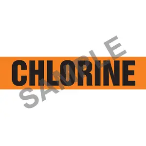 Chlorine Pipe Marker - ASME/ANSI - Self-Stick, Vinyl, 4" x 24", Orange Main Image
