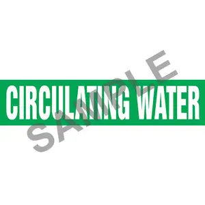 Circulating Water Pipe Marker - ASME/ANSI - Self-Stick, Vinyl, 2.5" x 12", Green Main Image