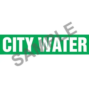 City Water Pipe Marker - ASME/ANSI - Self-Stick, Vinyl, 2.5" x 12", Green Main Image