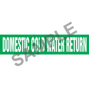 Domestic Cold Water Return Pipe Marker - ASME/ANSI - Snap Tite, 9" x 8", Green Main Image