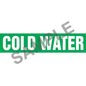 Cold Water Pipe Marker - ASME/ANSI - Self-Stick, Vinyl, 2.5" x 12", Green Main Image