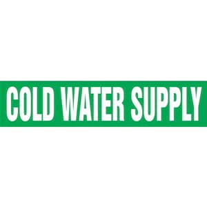 Cold Water Supply Pipe Marker - ASME/ANSI - Self-Stick, Vinyl, 1.5" x 8", Green Main Image
