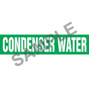 Condenser Water Pipe Marker - ASME/ANSI - Self-Stick, Vinyl, 1.5" x 8", Green Main Image