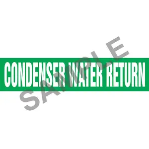 Condenser Water Return Pipe Marker - ASME/ANSI - Self-Stick, Vinyl, 4" x 24", Green Main Image