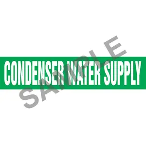 Condenser Water Supply Pipe Marker - ASME/ANSI - Self-Stick, Vinyl, 1" x 8", Green Main Image