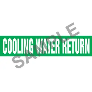 Cooling Water Return Pipe Marker - ASME/ANSI - Self-Stick, Vinyl, 2.5" x 12", Green Main Image