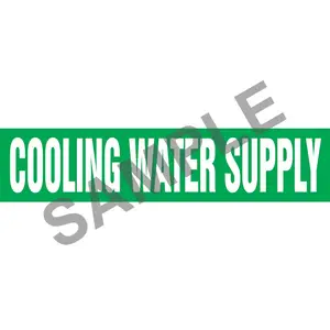 Cooling Water Supply Pipe Marker - ASME/ANSI - Self-Stick, Vinyl, 1" x 8", Green Main Image