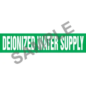 Deionized Water Supply Pipe Marker - ASME/ANSI - Self-Stick, Vinyl, 2.5" x 12", Green Main Image