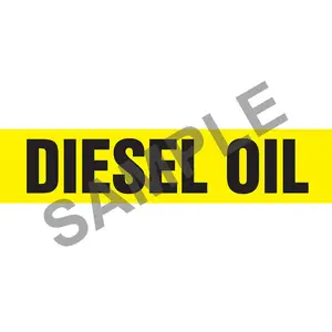 Diesel Oil Pipe Marker - ASME/ANSI - Self-Stick, Vinyl, 1" x 8", Yellow Main Image