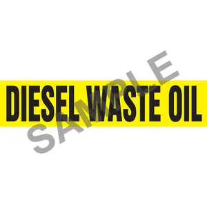 Diesel Waste Oil Pipe Marker - ASME/ANSI - Self-Stick, Vinyl, 1" x 8", Yellow Main Image